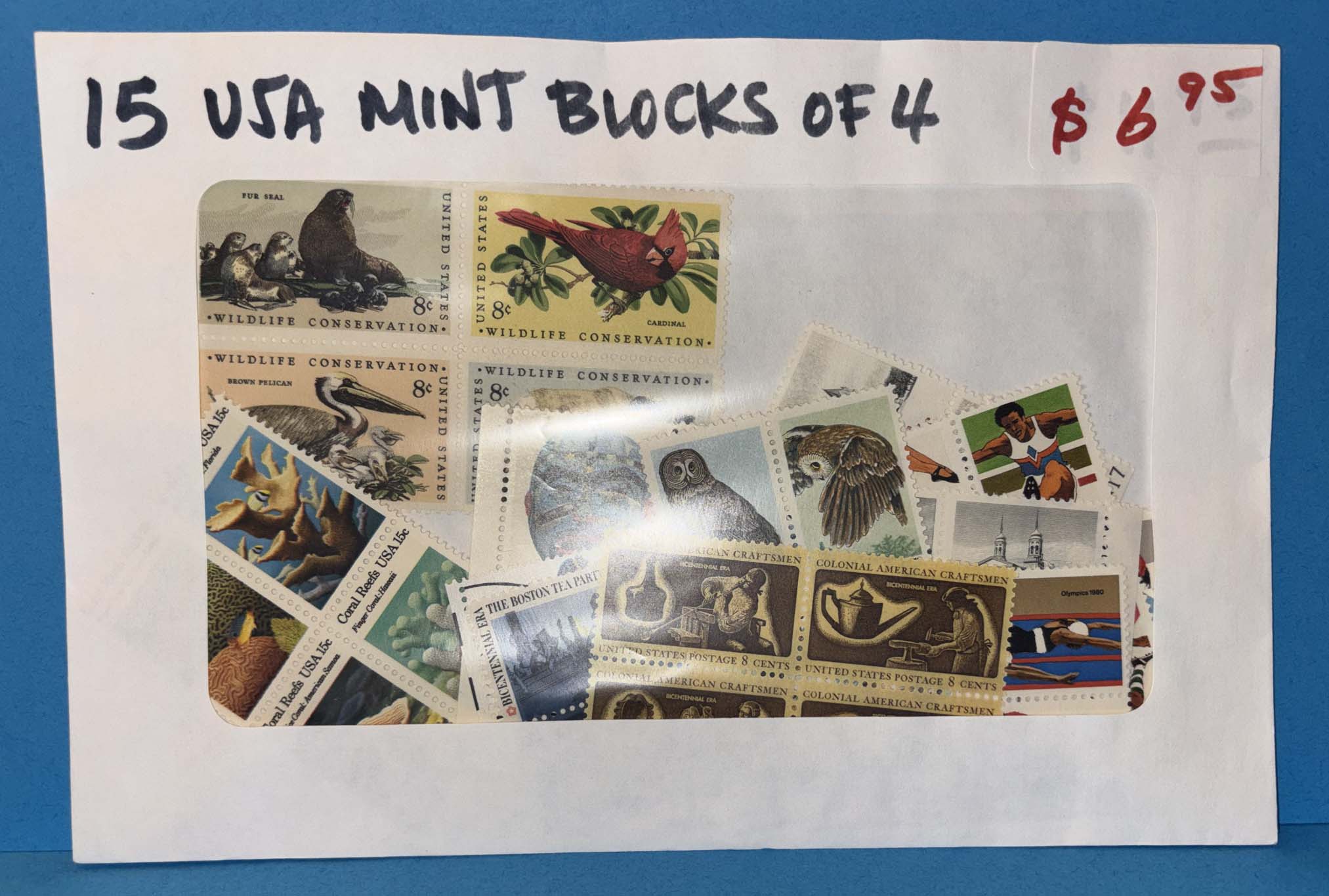 15 USA Mint Plate Blocks of 4
